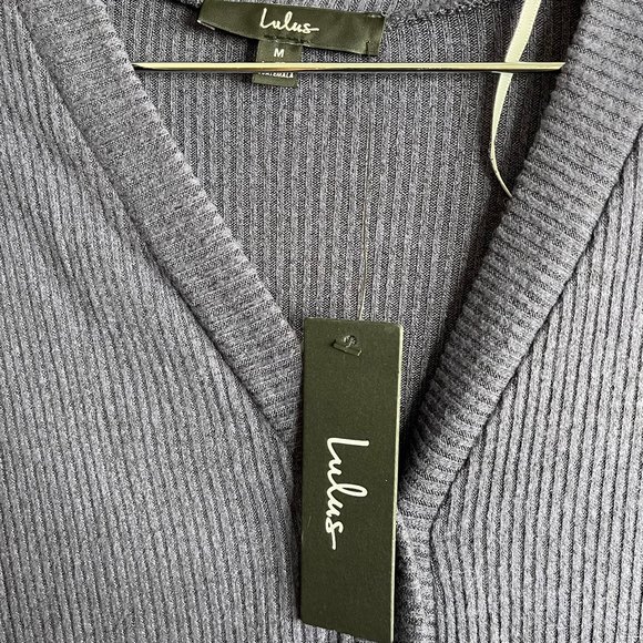 NWT Lulu's Navy Blue Button Down Long Sleeve Mini Dress Size Medium - Picture 4 of 7